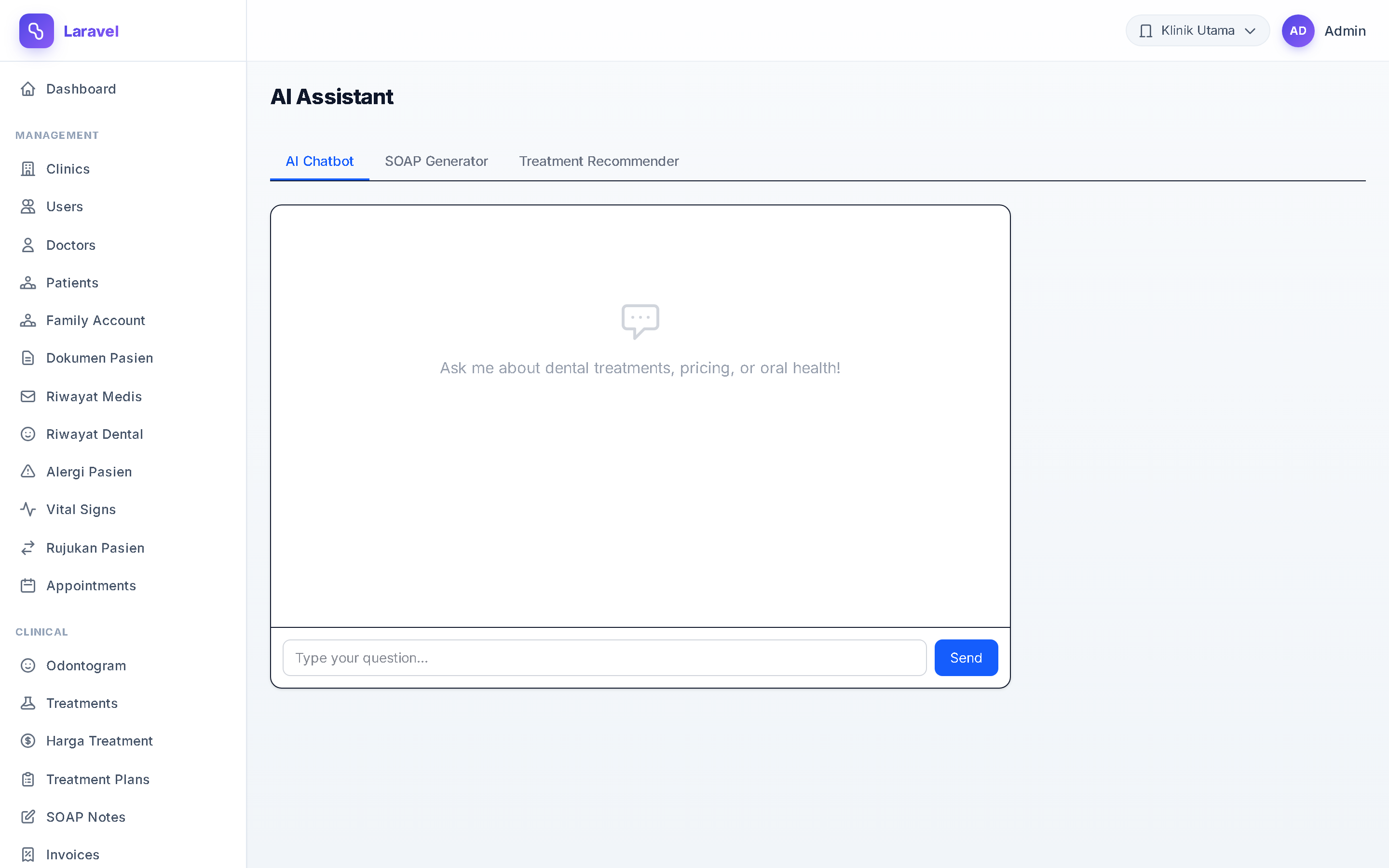 Screenshot AI Clinical Assistant