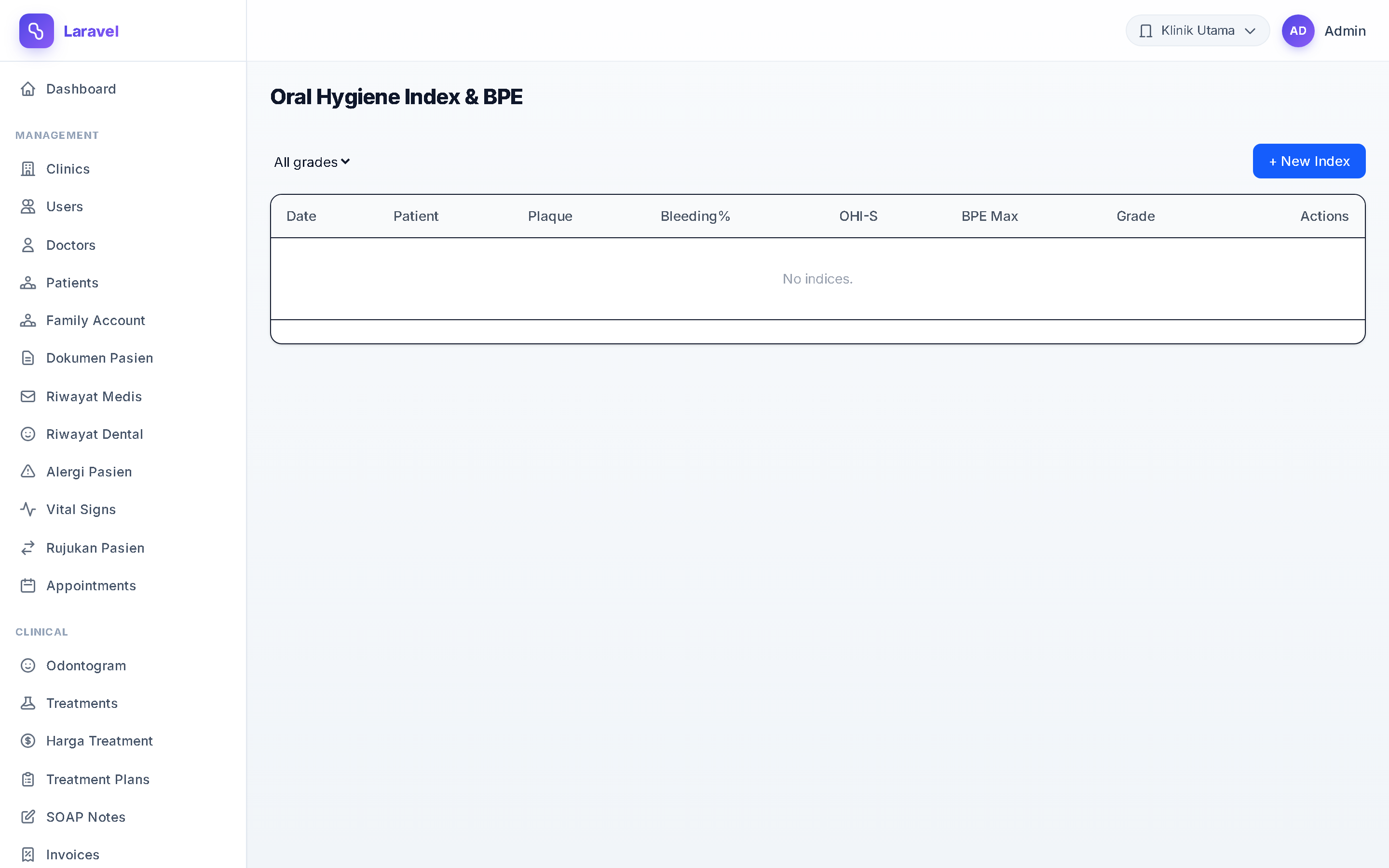 Screenshot Oral Hygiene Index / BPE