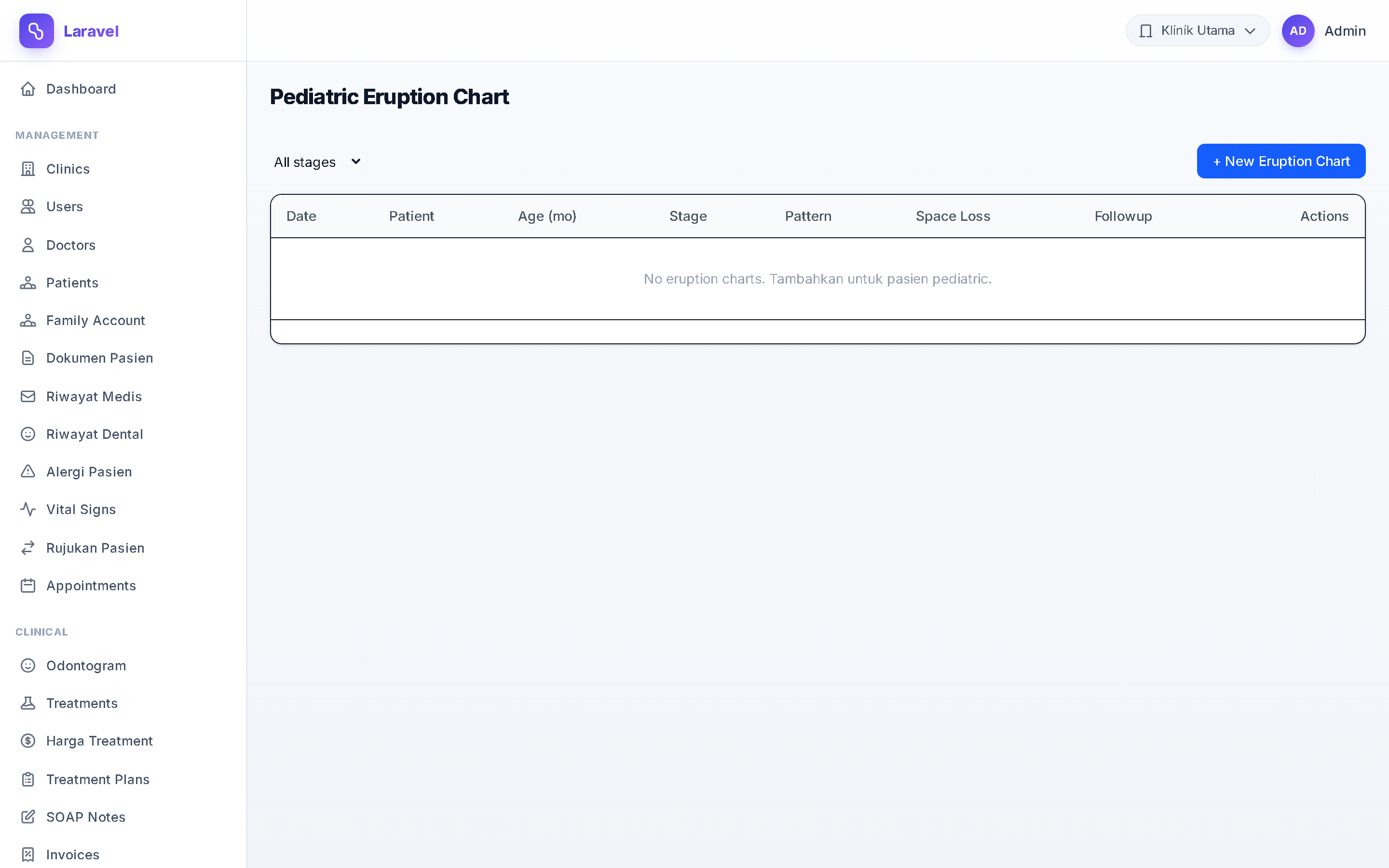 Screenshot Pediatric Eruption Chart