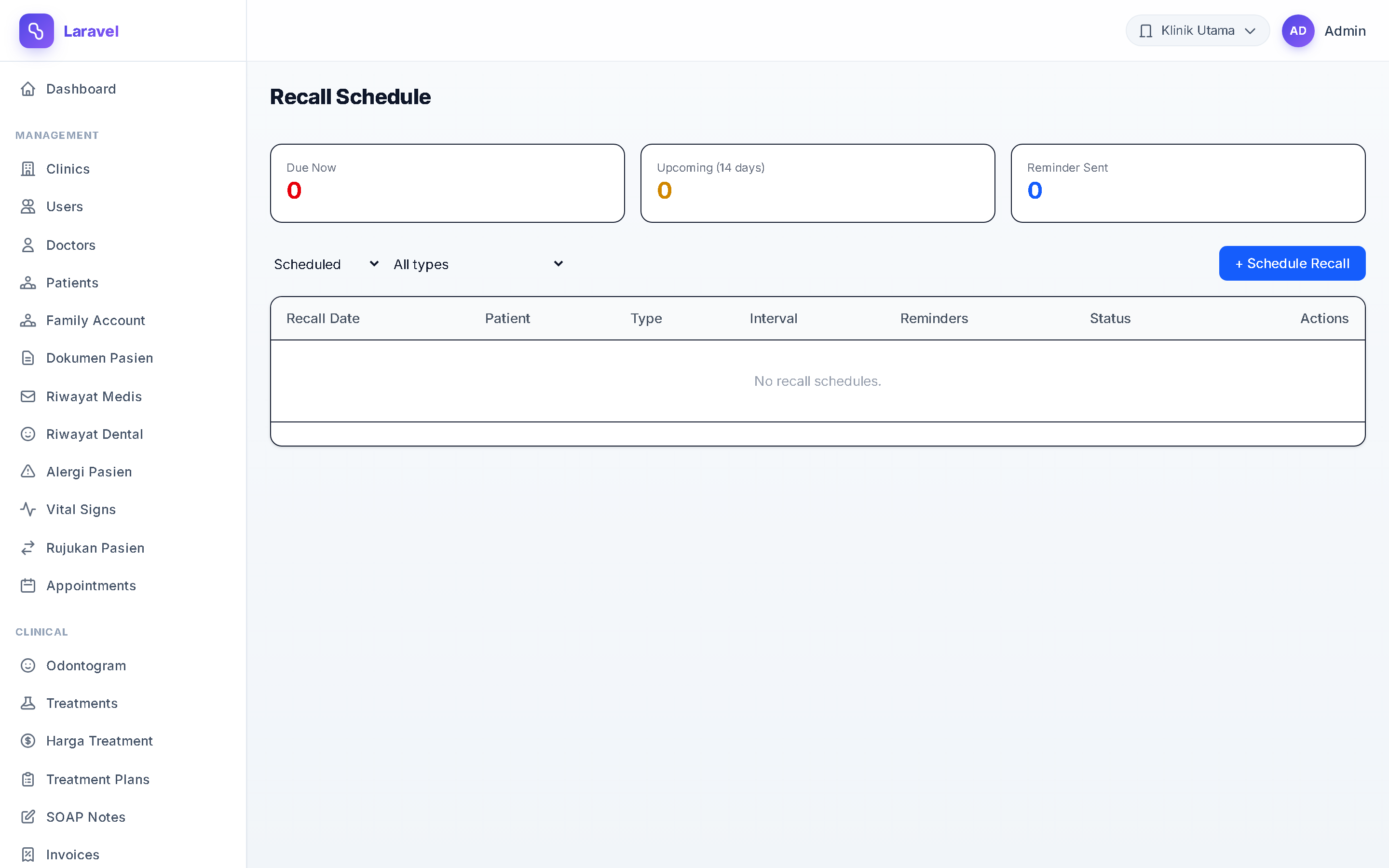 Screenshot Recall Schedule