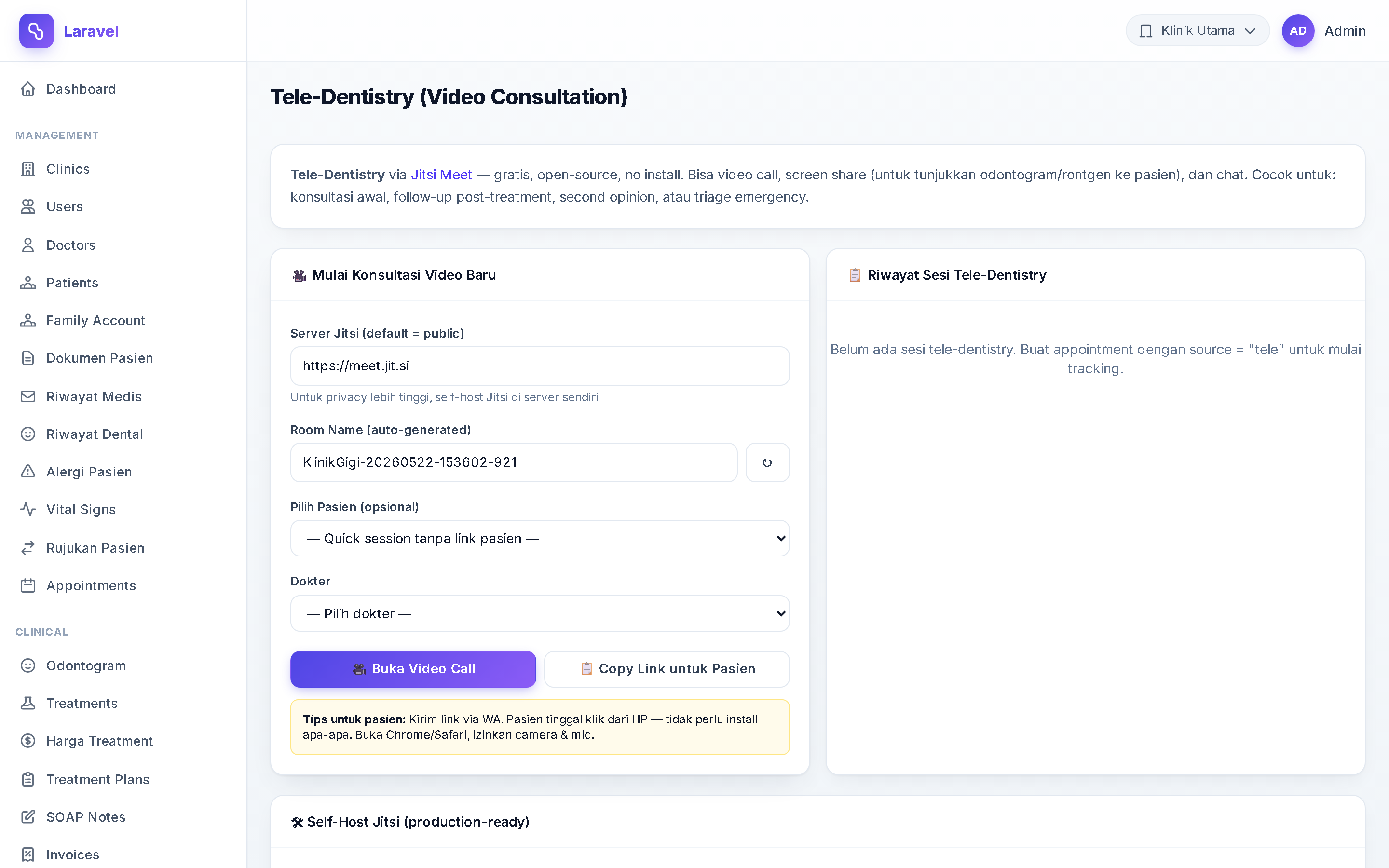 Screenshot Tele-Dentistry (Video Consultation)