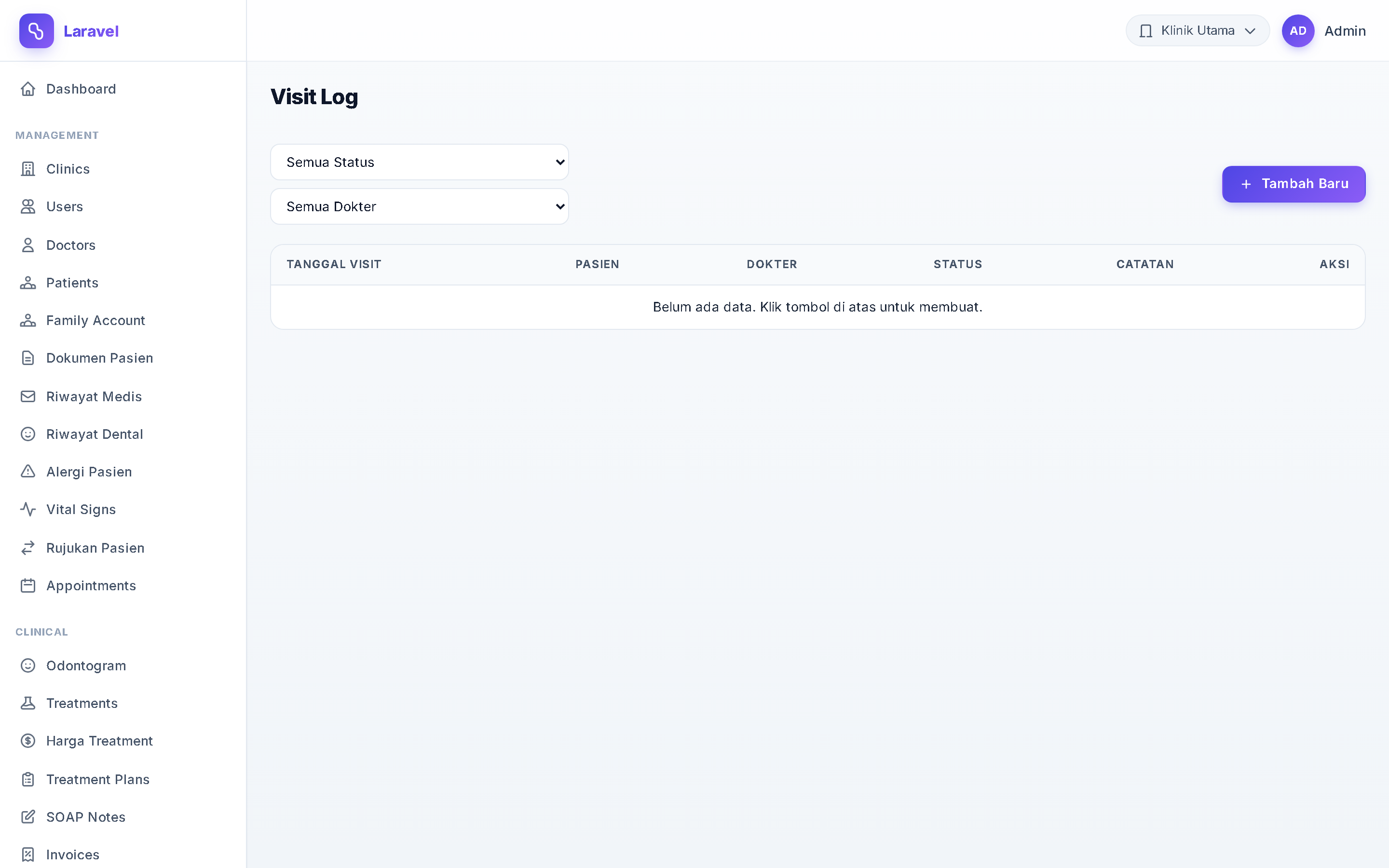 Screenshot Visit Log