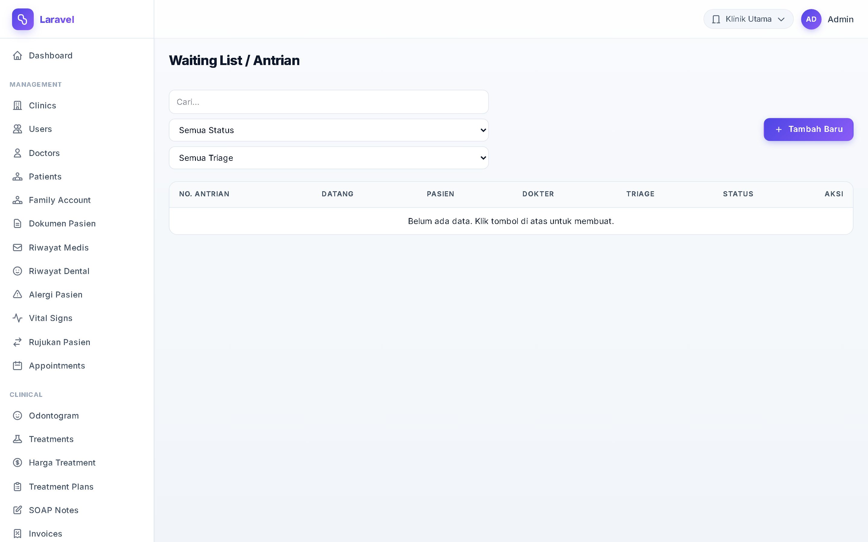 Screenshot Waiting List / Antrian Real-Time