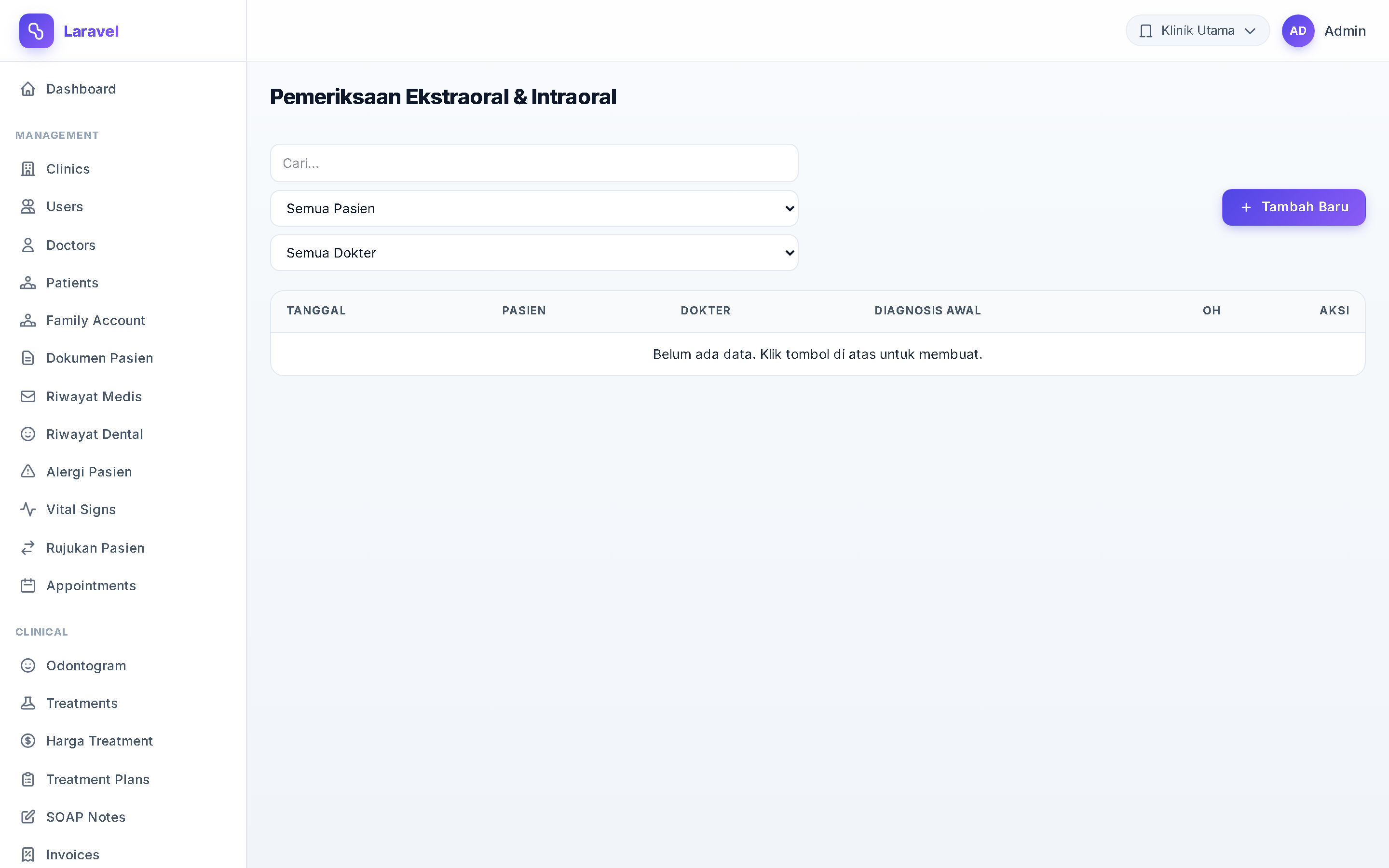 Screenshot Pemeriksaan Ekstraoral & Intraoral